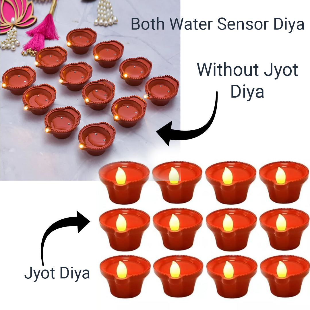 12 Water Sensor Diyas for Decoration | Kids & Pets Friendly